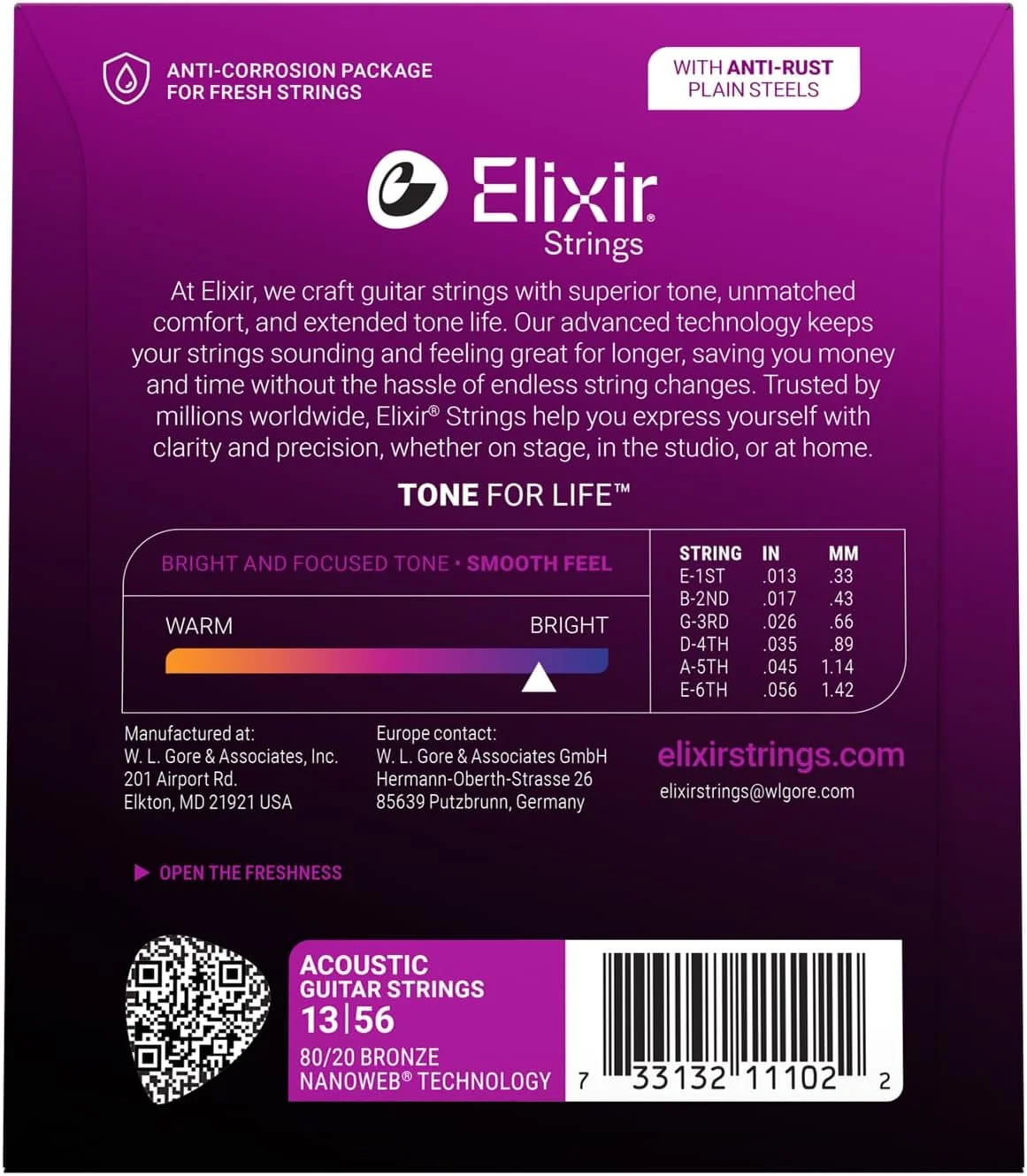 Elixir Nanoweb 80/20 Bronze Acoustic Guitar Strings | Medium | 13-56 - Image 2