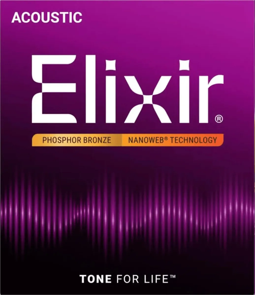 Elixir Nanoweb Phosphor Bronze Acoustic Guitar Strings | Custom Light | 11-52