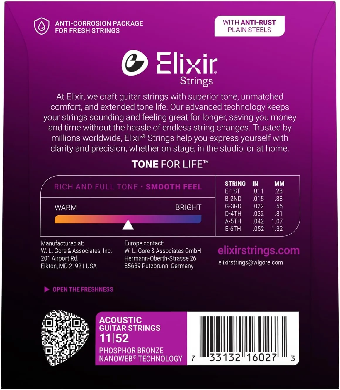 Elixir Nanoweb Phosphor Bronze Acoustic Guitar Strings | Custom Light | 11-52 - Image 2
