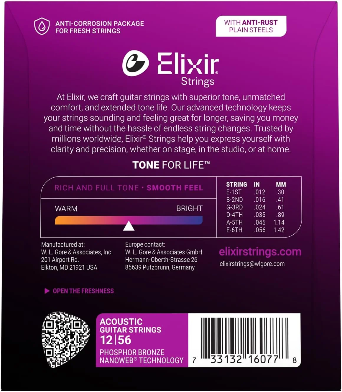 Elixir Nanoweb Phosphor Bronze Coated Acoustic Guitar Strings | Light/Medium | 12-56 - Image 2