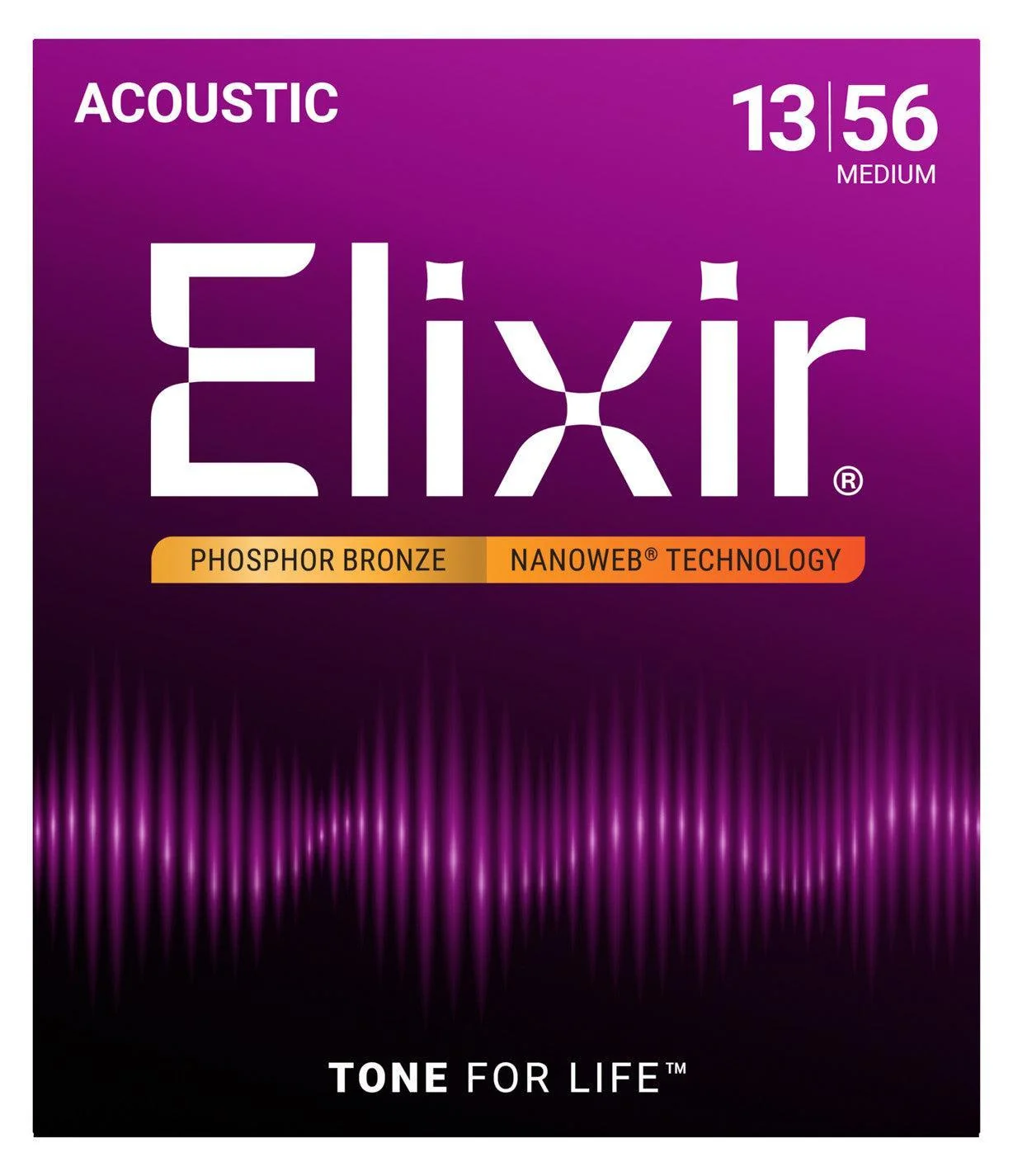 Elixir Nanoweb Phosphor Bronze Acoustic Guitar Strings | Medium | 13-56