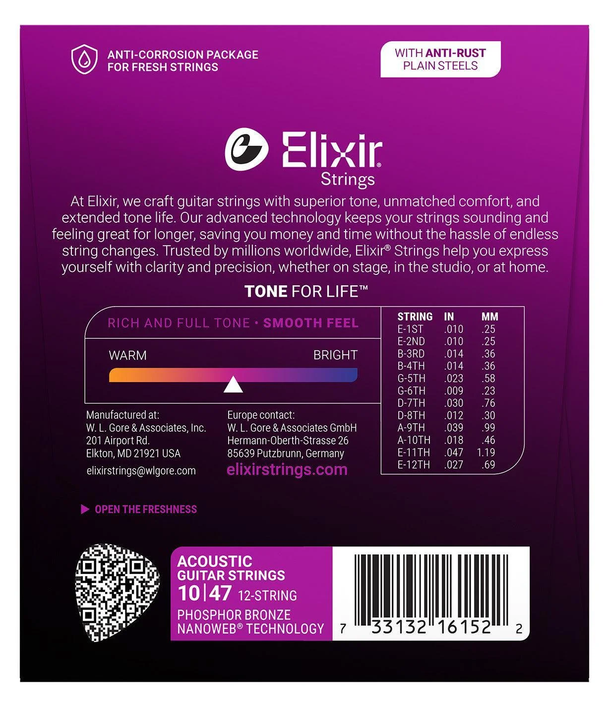 Elixir 12-String Nanoweb Phosphor Bronze Acoustic Guitar Strings | 10-47 (Light) - Image 2