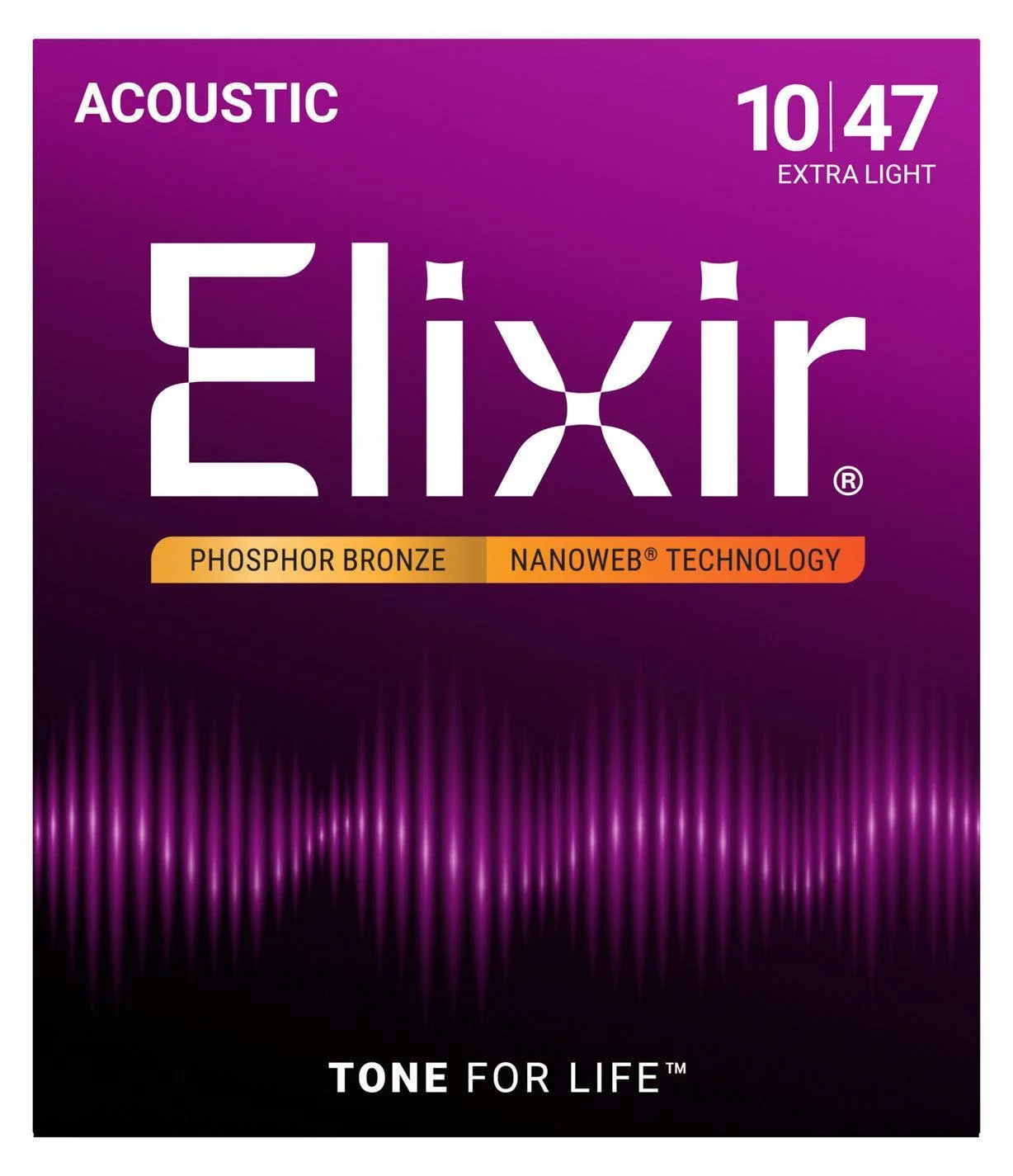 Elixir Nanoweb Phosphor Bronze Acoustic Guitar Strings | 10-47 (Extra Light)