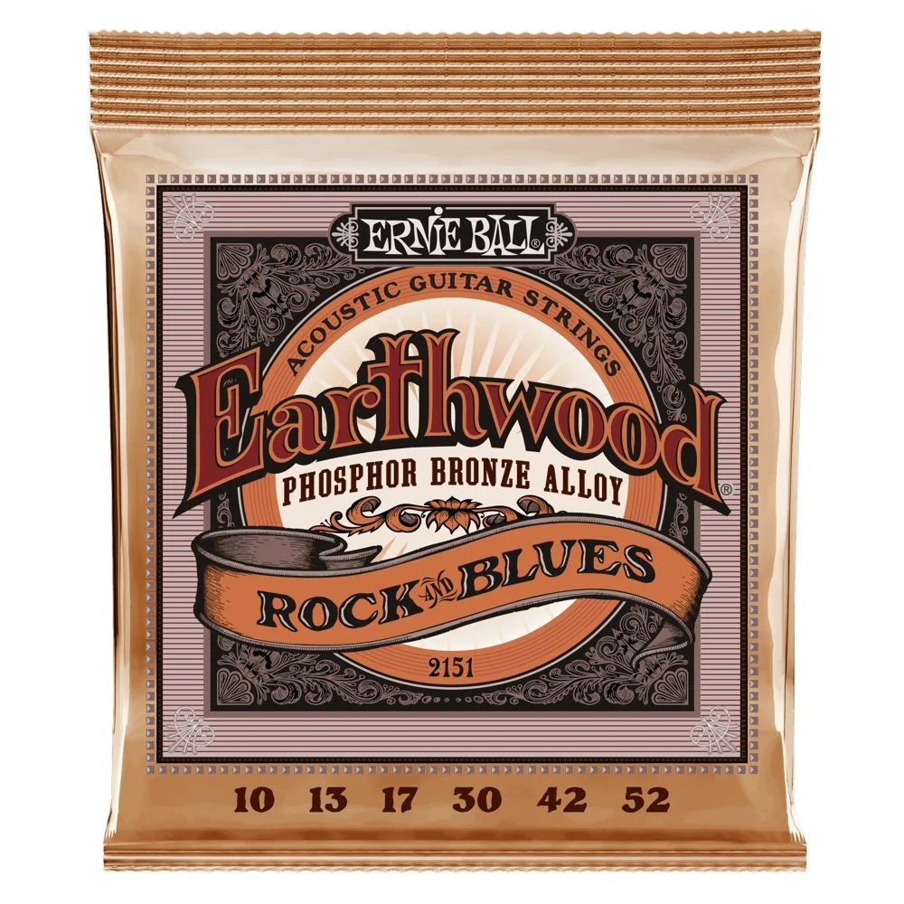 Ernie Ball Earthwood Phosphor Bronze Acoustic Guitar Strings | 10-52 (Rock & Blues w/Plain G)