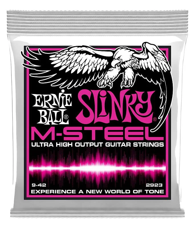 Ernie Ball M-Steel Electric Guitar Strings | Super Slinky | 9-42