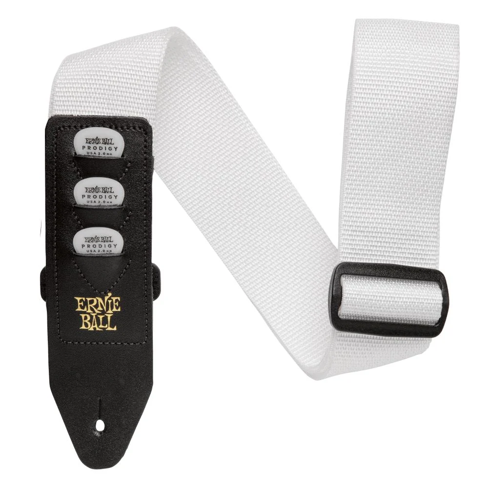 Ernie Ball Polypro Pickholder Guitar Strap/Bass Strap | White
