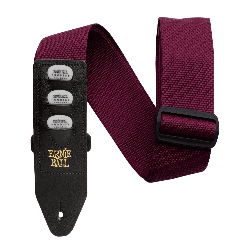 Ernie Ball Polypro Pickholder Guitar Strap | Burgundy (2")