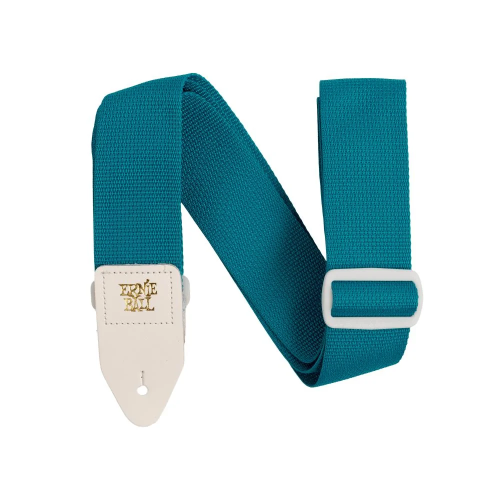 Ernie Ball Polypro Guitar Strap | Teal w/ White (2")