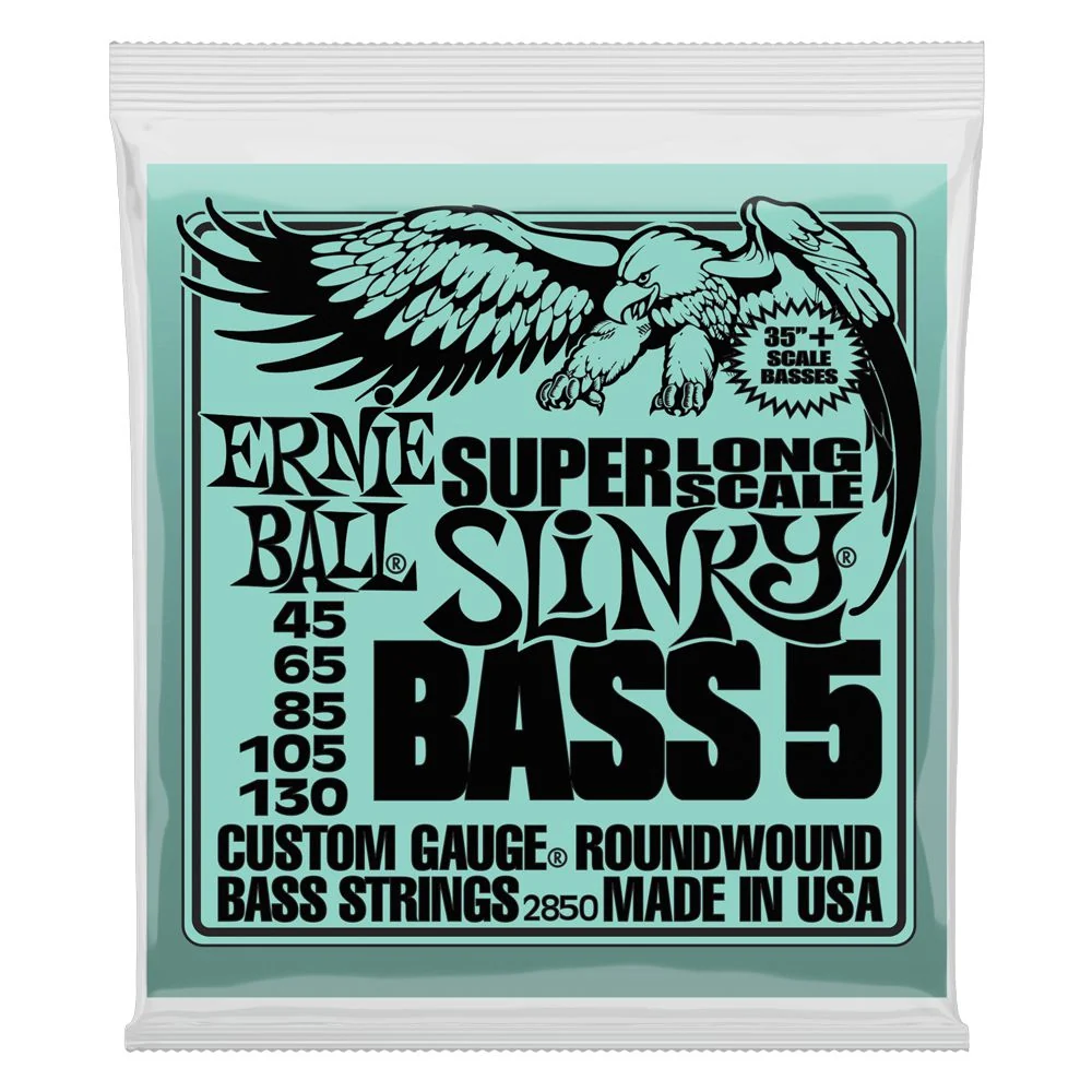 Ernie Ball Slinky 5-String Bass Guitar Strings | 5-String | Super Long Scale | .045-.130