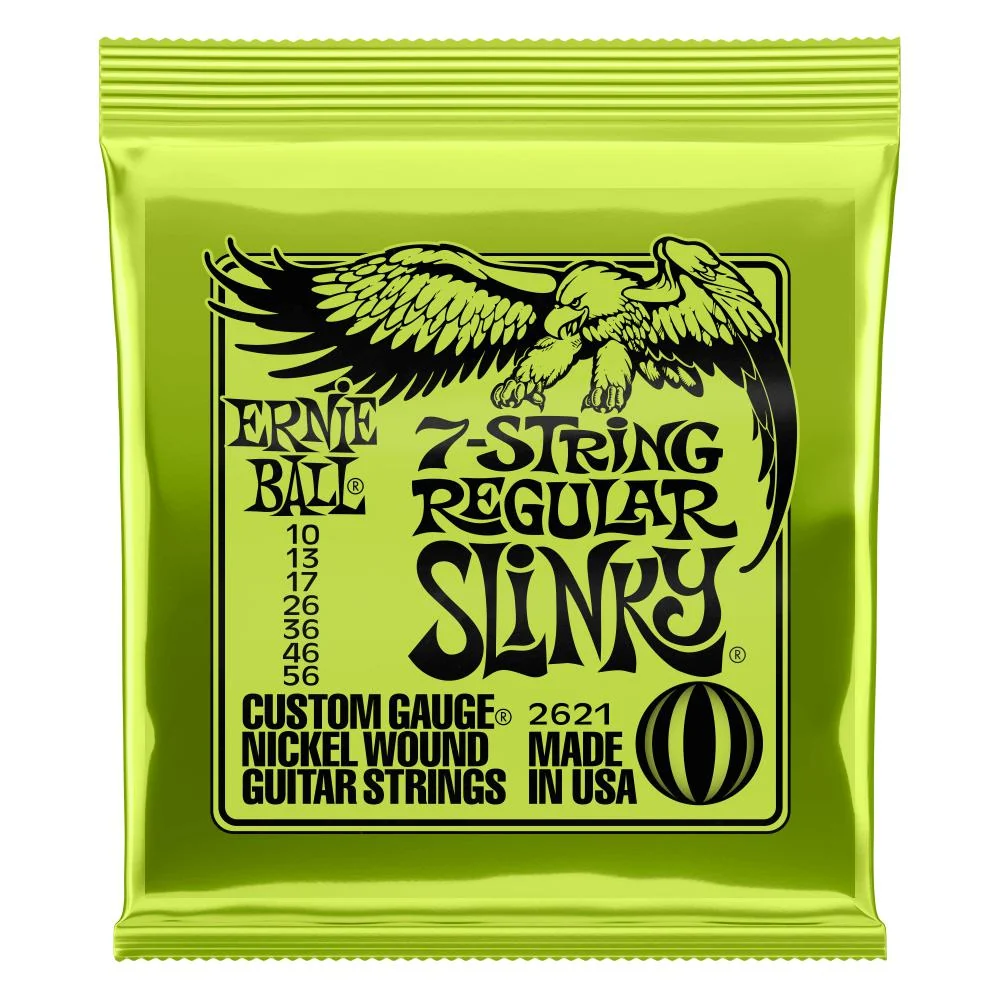 Ernie Ball Regular Slinky 7-String Electric Guitar Strings | Nickel Wound | .010-.056