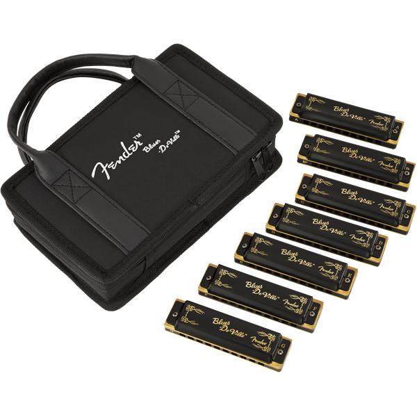Fender Blues DeVille Harmonica | 7 Pack w/Case | Black & Gold