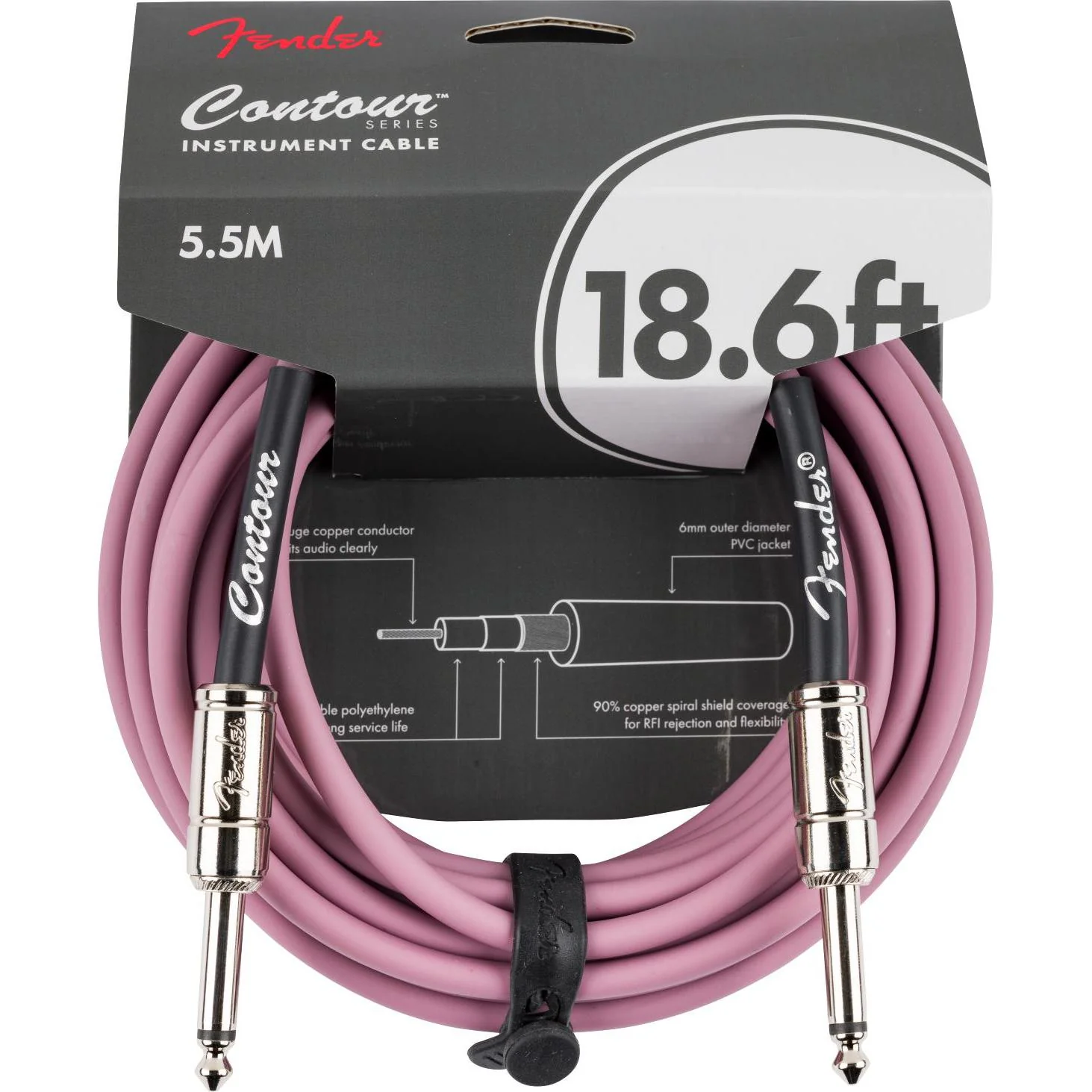 Fender Contour Series Instrument Cables | 18.6ft | Burgundy Mist - Image 3
