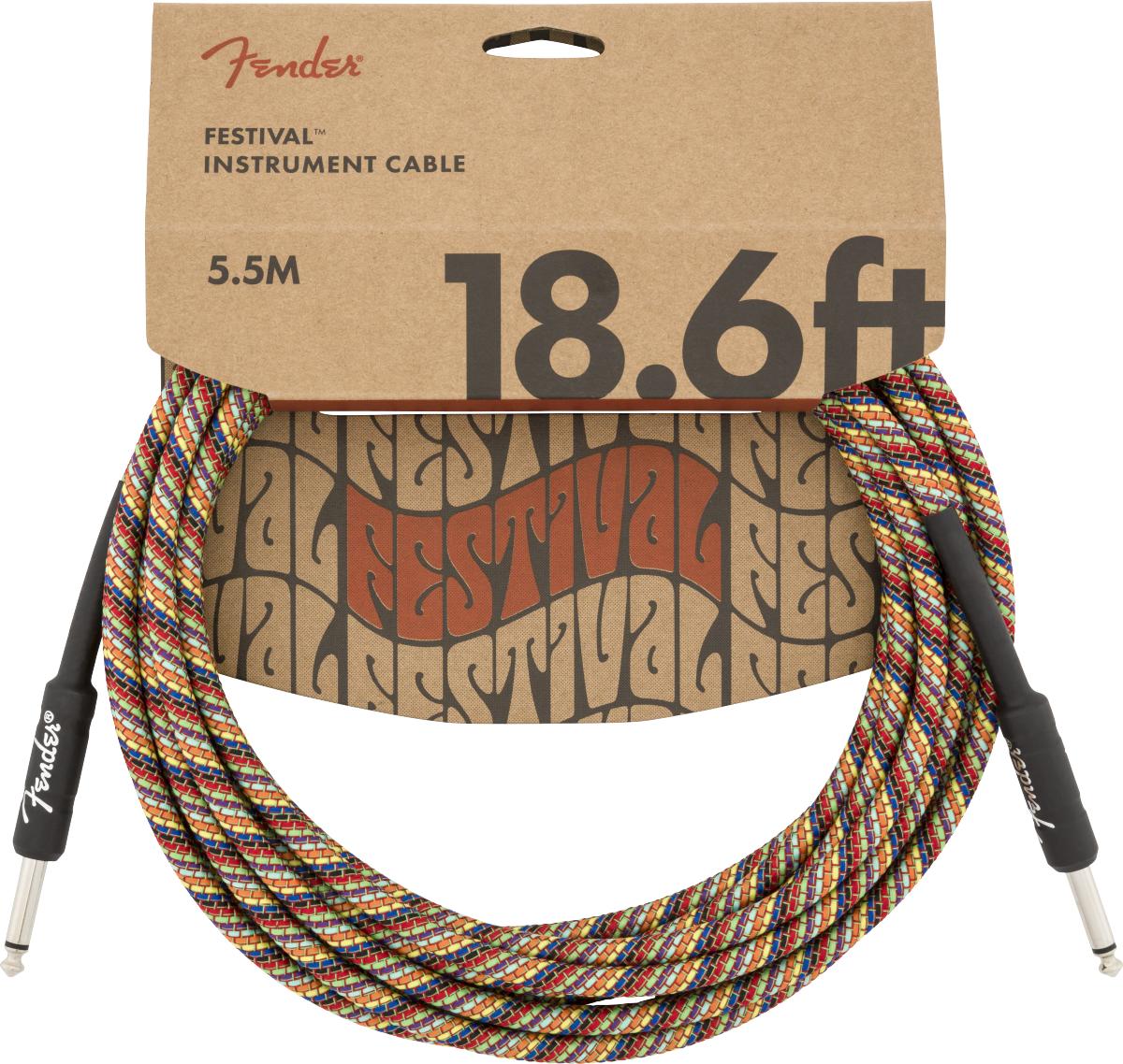 Fender Festival Hemp Instrument Cable | Straight/Straight| 18.6' | Rainbow - Image 2