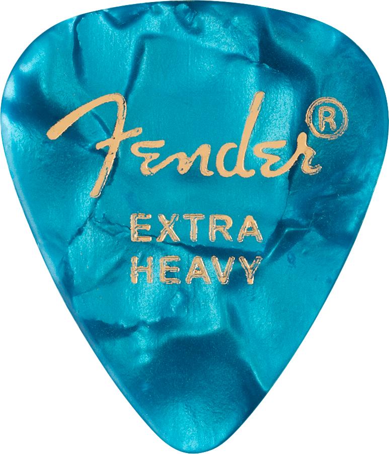 Fender Premium Celluloid 351 Shape Picks | Extra Heavy | Ocean Turquoise | 12-Pack