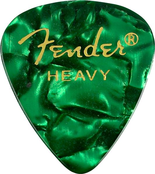 Fender Premium Celluloid 351 Shape Picks | Heavy | Green Moto | 12-Pack