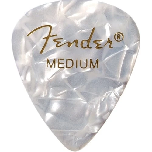 Fender Premium Celluloid 351 Shape Picks | Medium | White Moto | 12-Pack
