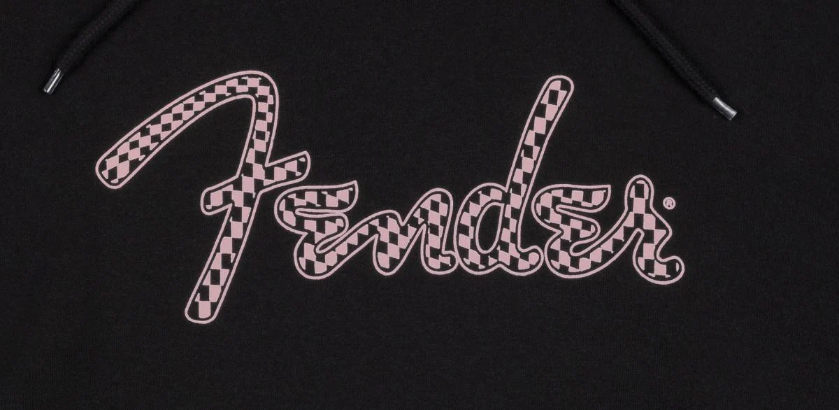 Fender Spaghetti Logo Wavy Checker Hoodie | Pink Checker | XL - Image 2