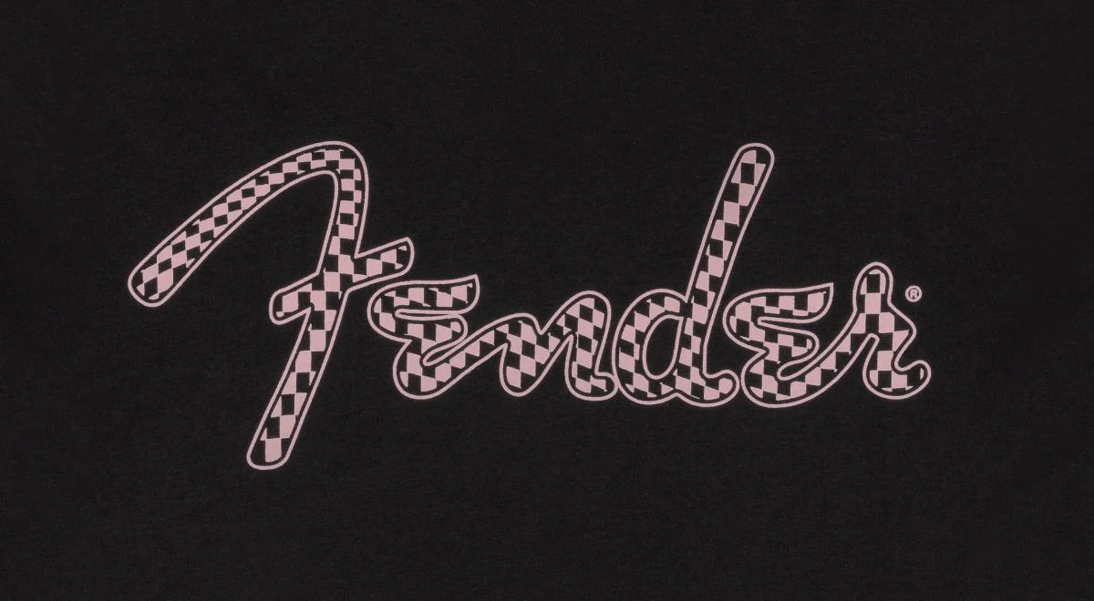 Fender Spaghetti Logo Wavy Checker Tee | Pink Checker | L - Image 2