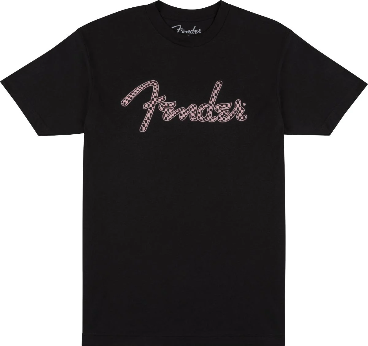 Fender Spaghetti Logo Wavy Checker Tee | Pink Checker | S