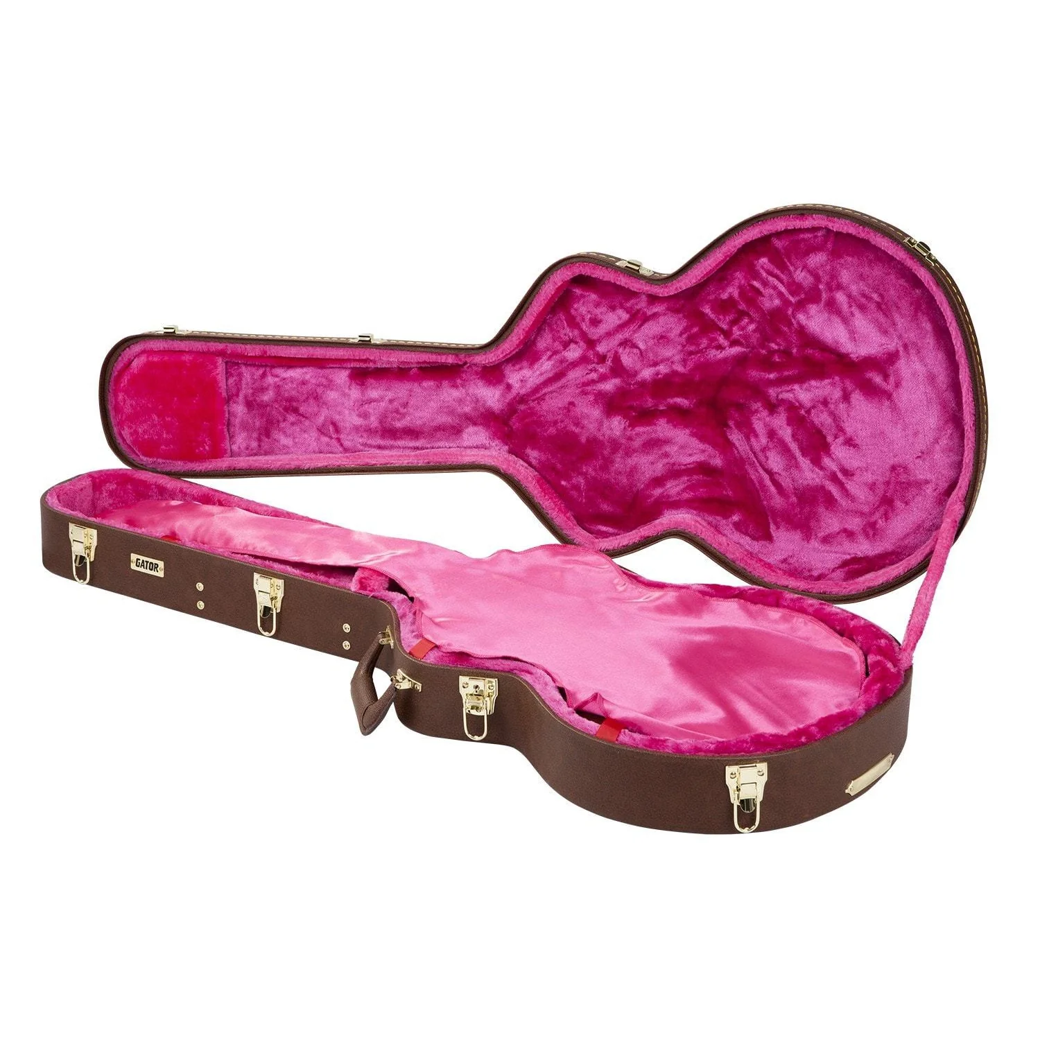 Gator Deluxe Wooden Semi-Hollow Guitar Case | Brown (Pink Interior) - Image 4