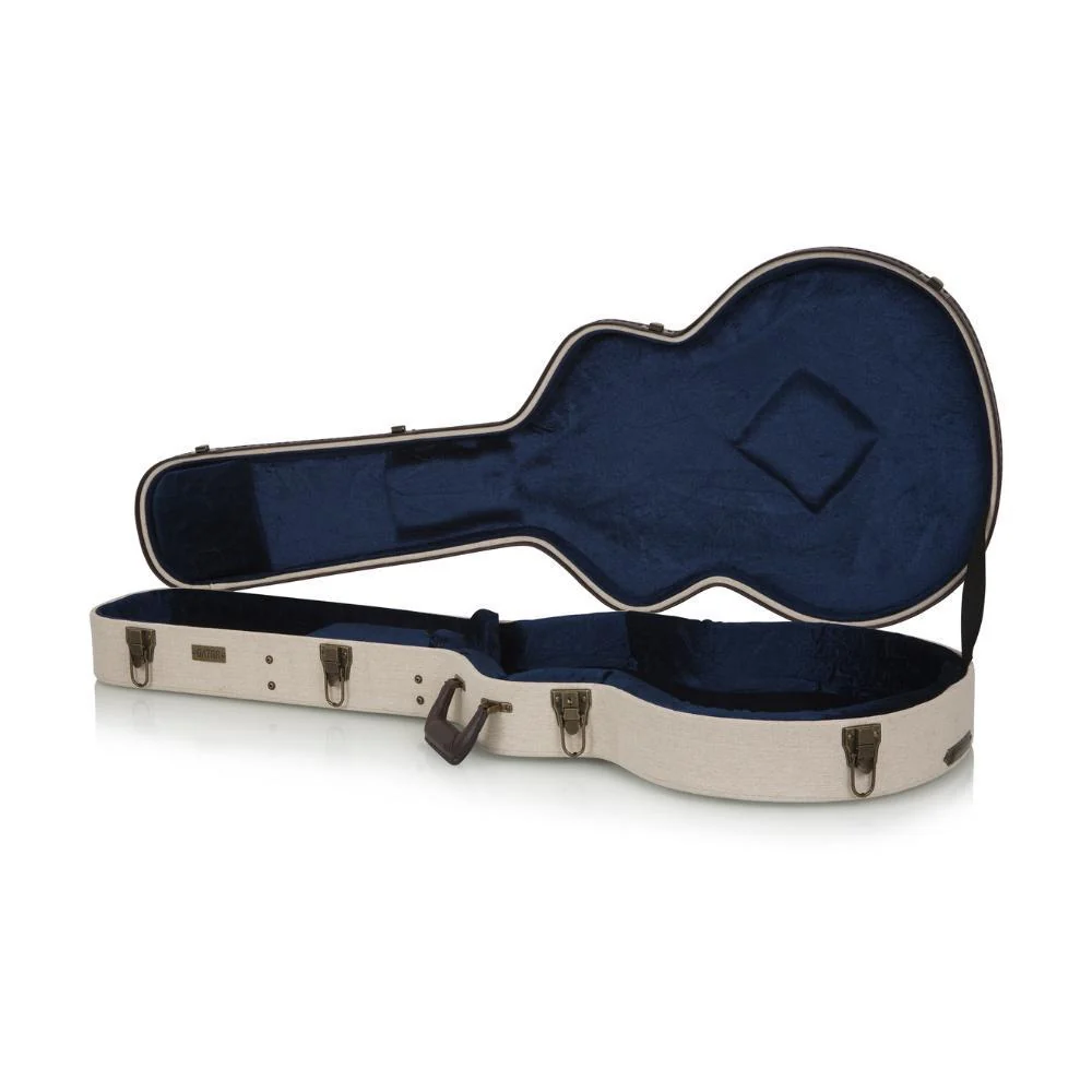 Gator Journeyman Deluxe Case for Semi-Hollow Electric Guitars | Burlap (Blue Interior)