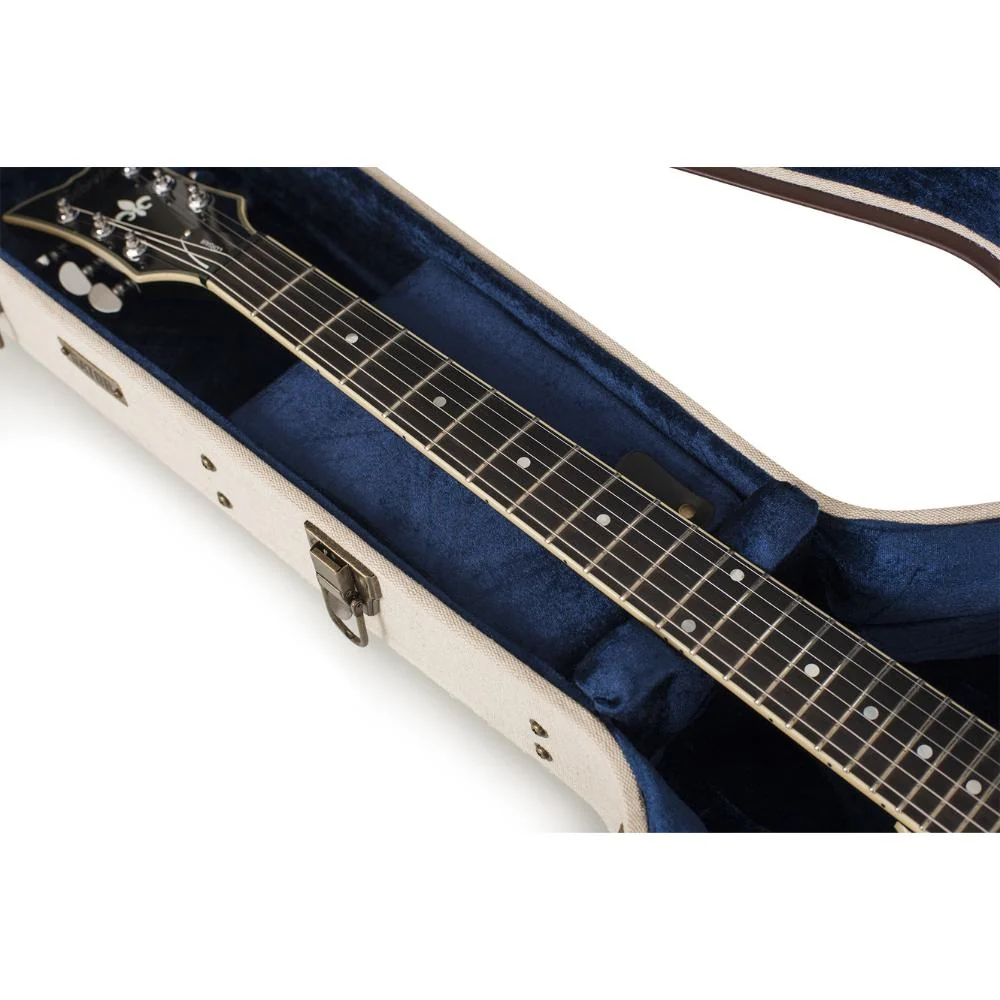 Gator Journeyman Deluxe Case for Semi-Hollow Electric Guitars | Burlap (Blue Interior) - Image 4