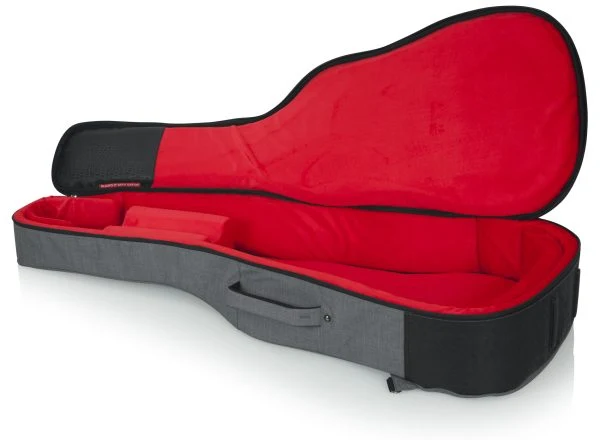Gator Transit Series Acoustic Guitar Gig Bag | Grey | Red Interior - Image 2