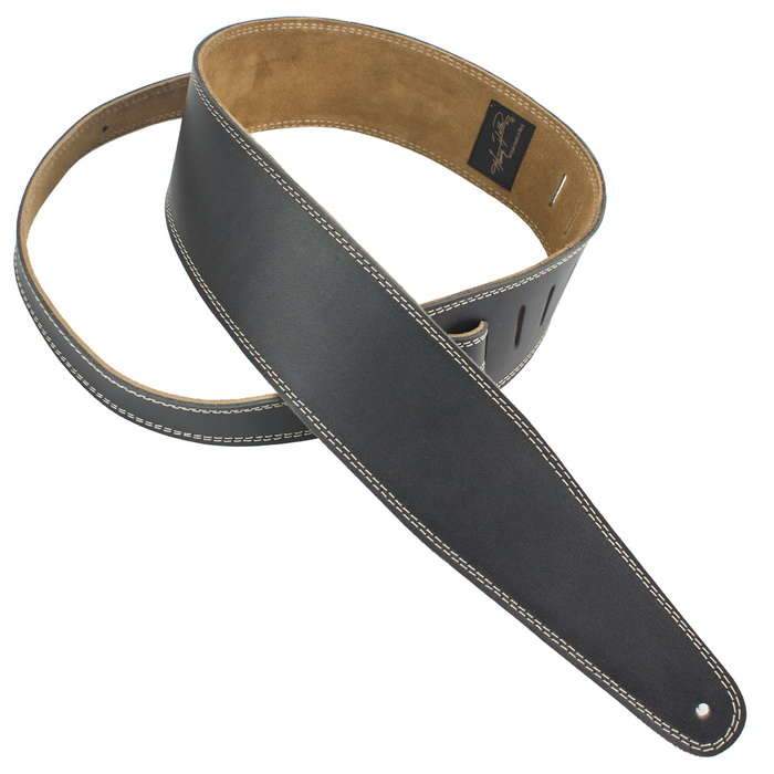 Henry Heller Garment Leather Guitar Strap | Black & Cream (2.5" Wide)