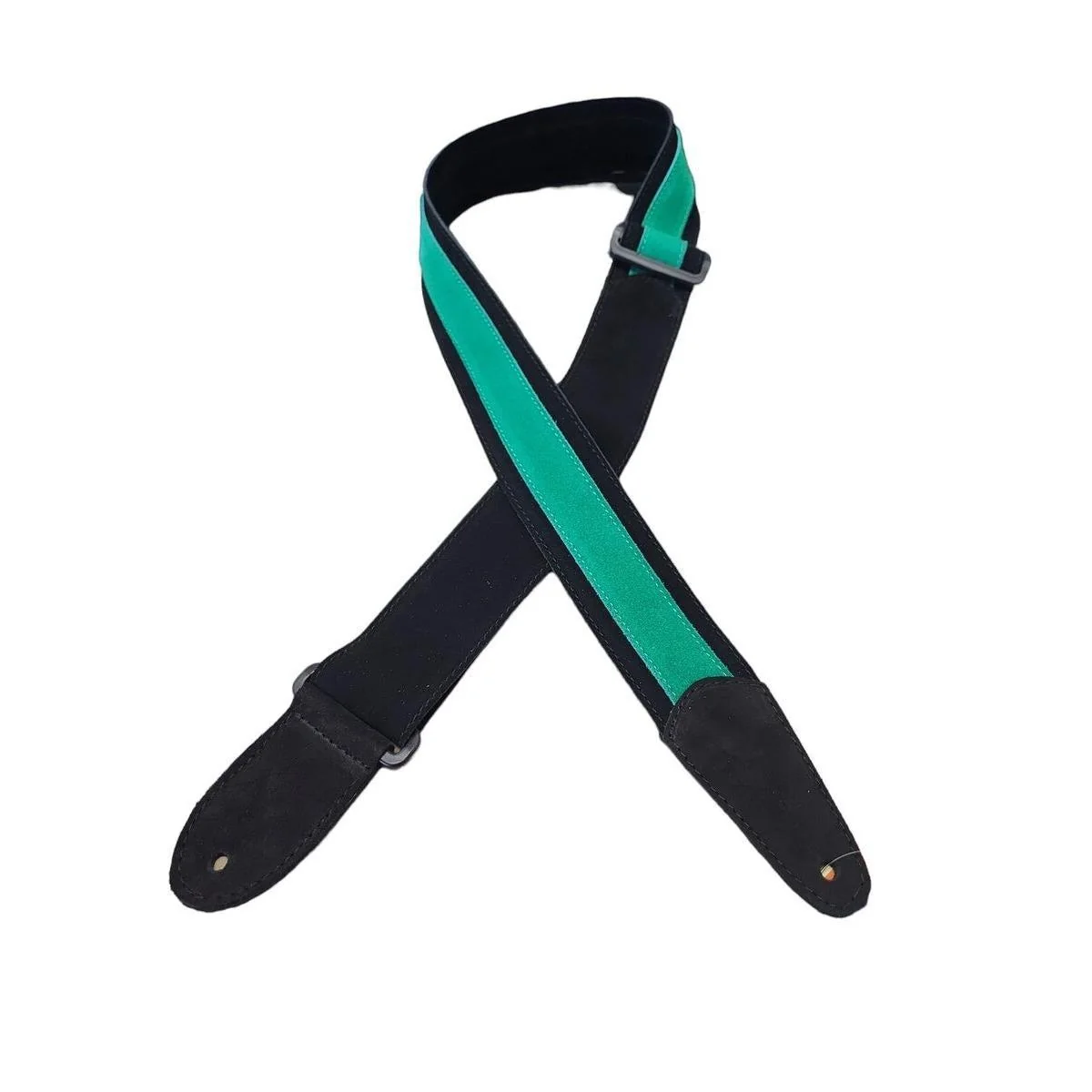 Henry Heller Suede Guitar Strap | Black w/Green (2")