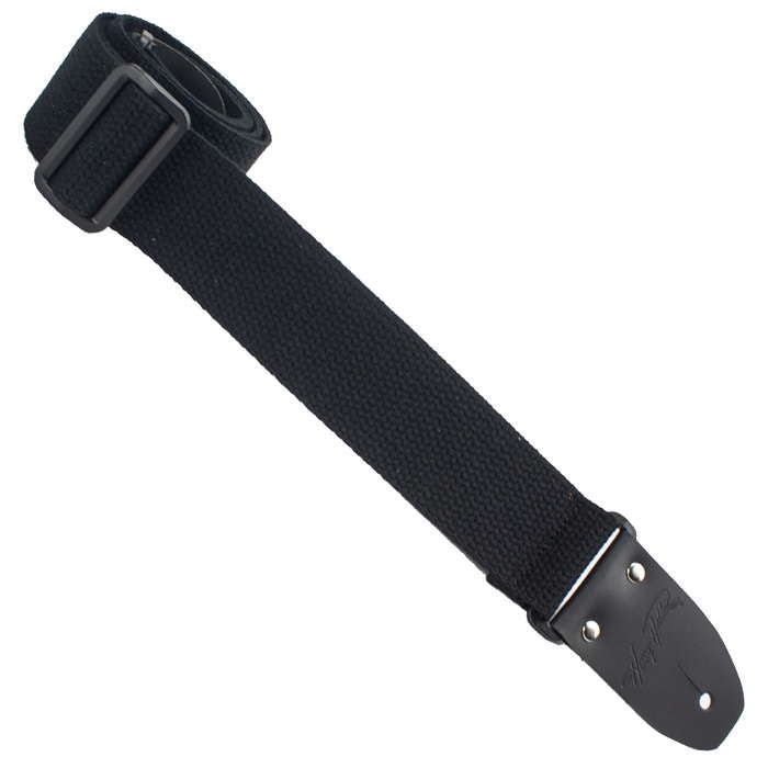 Henry Heller Cotton Guitar Strap w/Deluxe Leather Ends | Black (2")