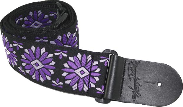 Deluxe Woven Jacquard Guitar Strap | Purple & White Floral (2")