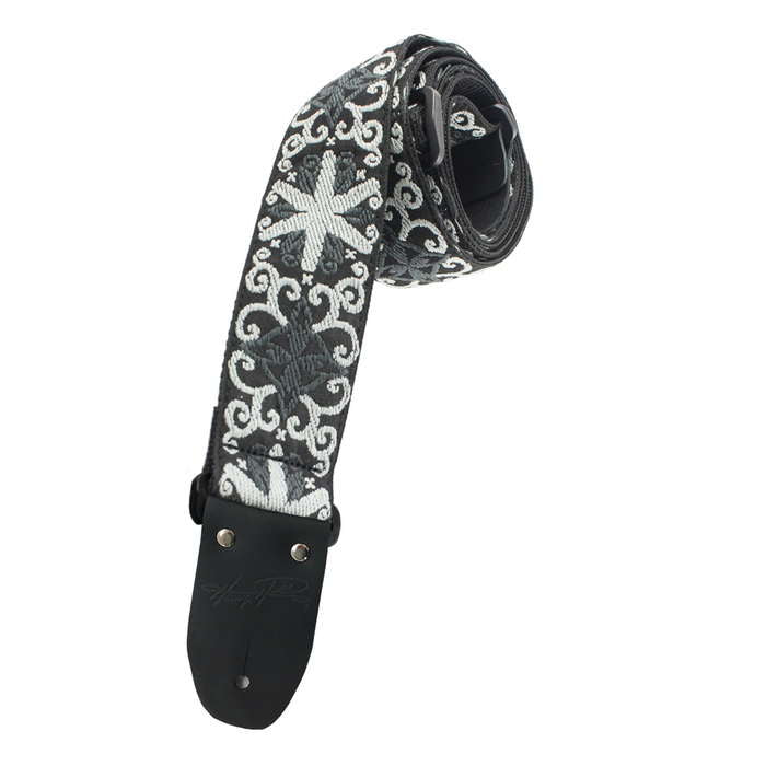 Henry Heller Deluxe Jacquard Guitar Strap | Black & White Bloom (2")
