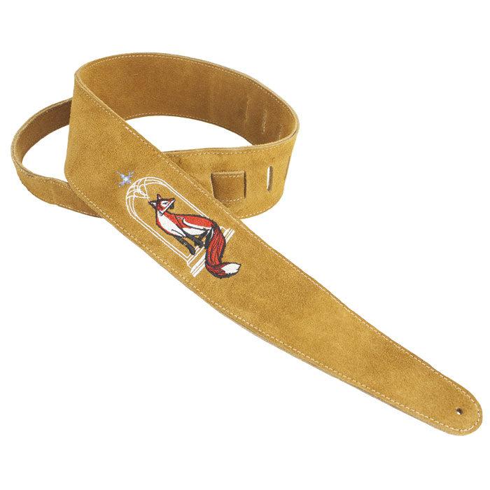 Suede Embroidered Guitar Strap | Fox (2.5" Wide)