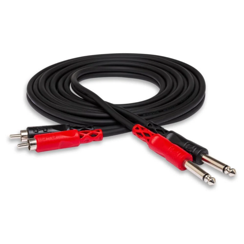 Hosa Stereo Interconnect Cable | Dual 1/4" TS (Male) to Dual RCA (Male) | 6m (19.6ft)