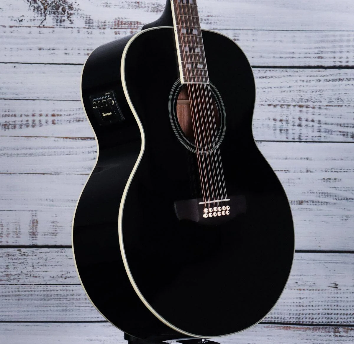 Ibanez AJ7012M1E Artwood Jumbo 12-String Acoustic-Electric Guitar | Black High Gloss - Image 4