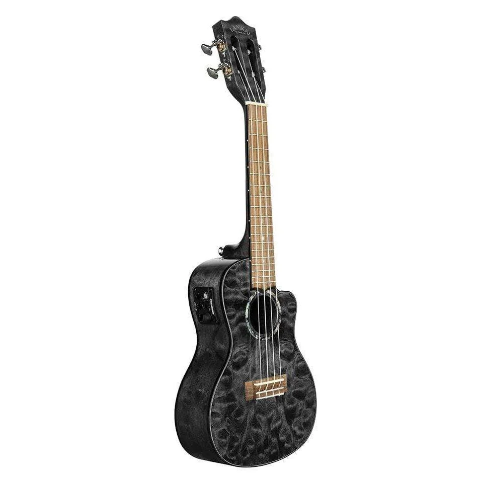 Lanikai Quilted Maple Black Stain Concert Acoustic Electric Ukulele - Image 2