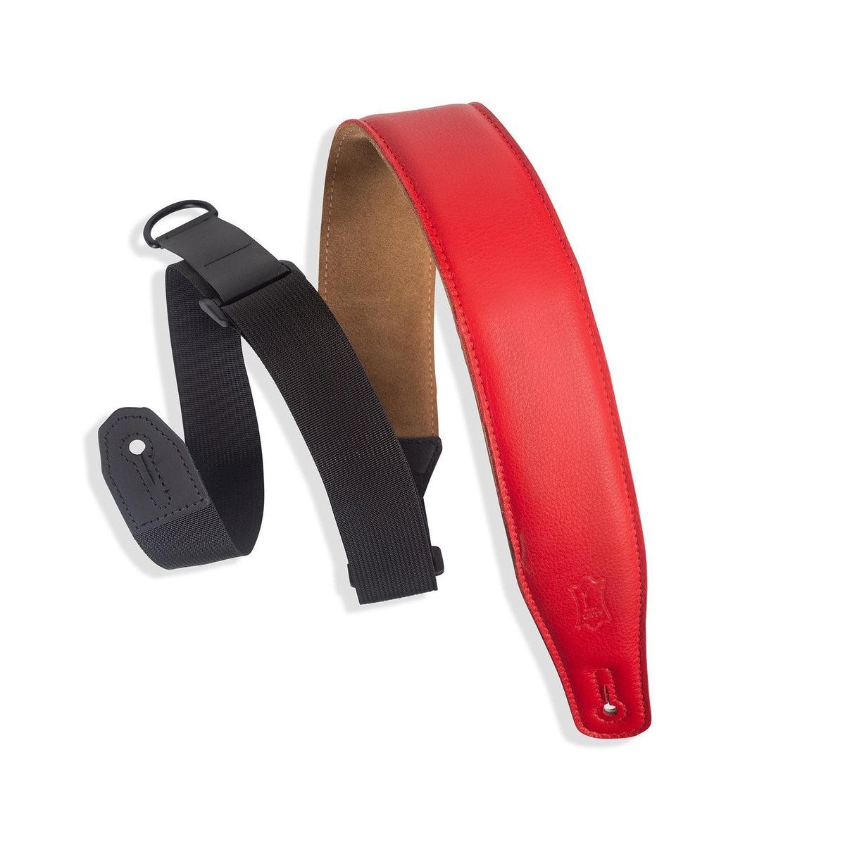 Levy's Right-Height Padded Leather Guitar Strap | Red (2.5" Wide)