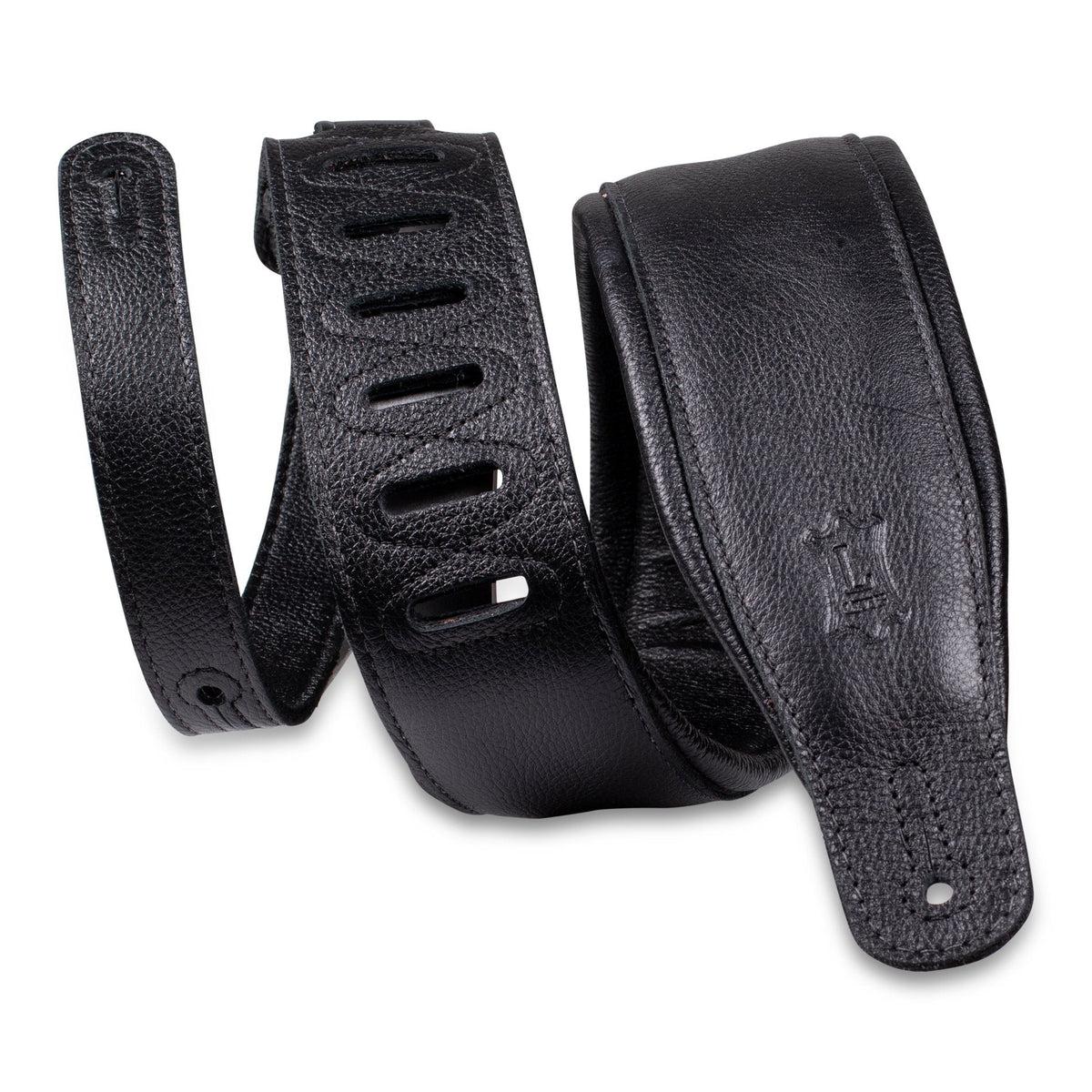 Levy's Butter-Soft Leather Guitar Strap | Distressed Black (3″ Wide)