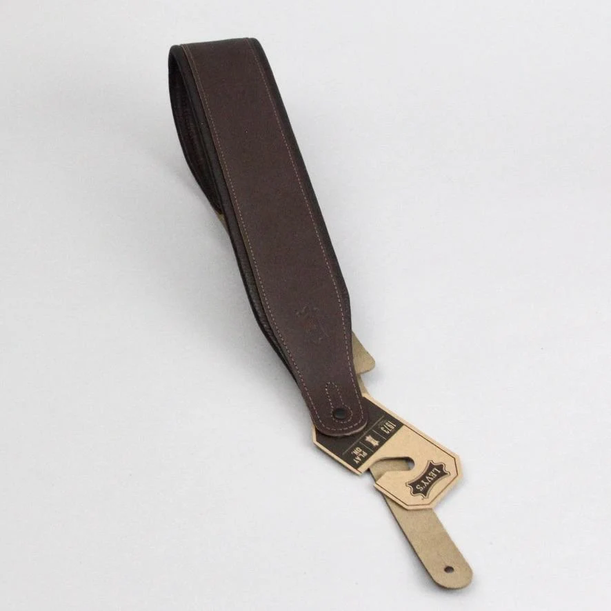 Levy's Top Grain Leather Guitar Strap | Dark Brown (3" Wide) - Image 2