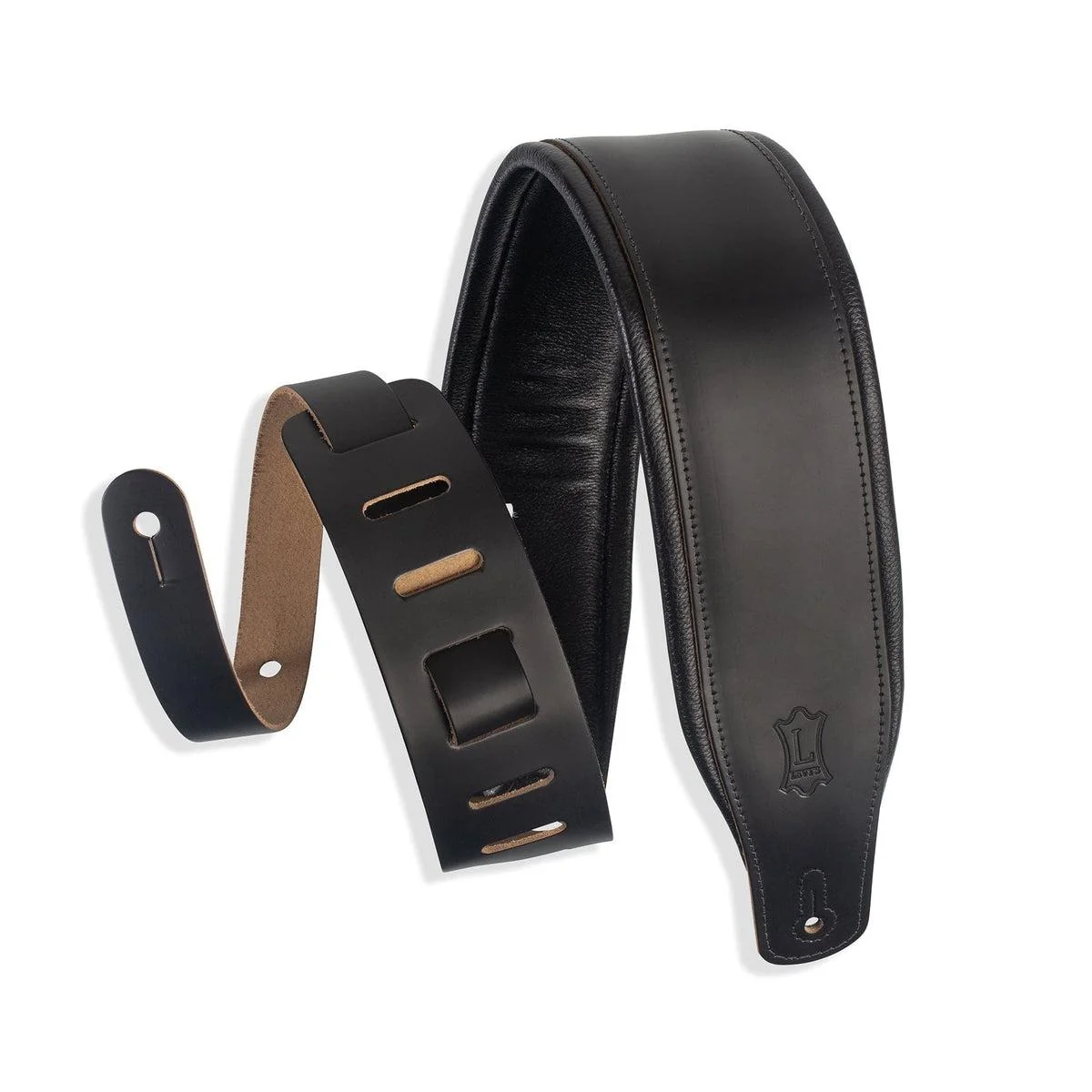 Levy's Padded Leather Guitar Strap | Black (3" Wide)