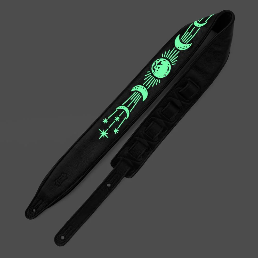 Levys MG317NL-002 Night Life Series Black Leather Strap | Moon and Stars - Image 2