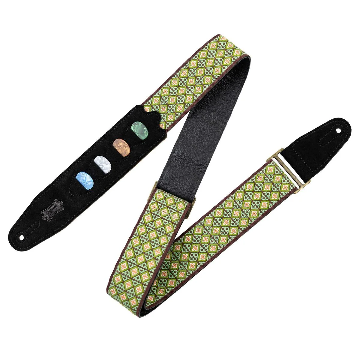 Levy's Original Hootenanny Guitar Strap w/Pick Holders | Green (2")
