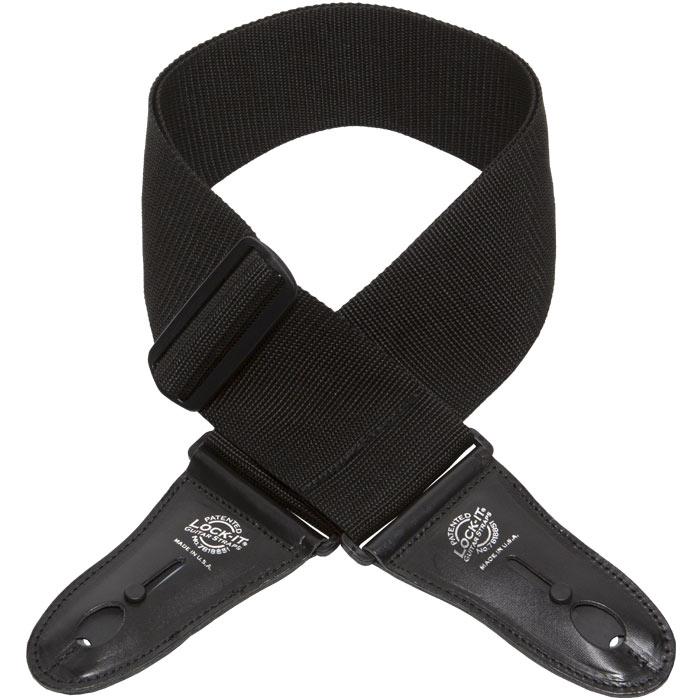 Lock-It Poly Pro Guitar Strap | Black (2")