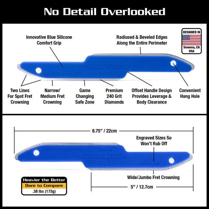 Music Nomad Diamond Coated Safe Zone Fret Crowning File (S-File) - Image 2