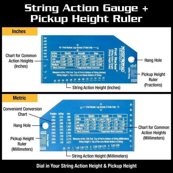 Music Nomad Precision Fret Rocker+ | String Action Gauge & Pickup Height Ruler - Image 5