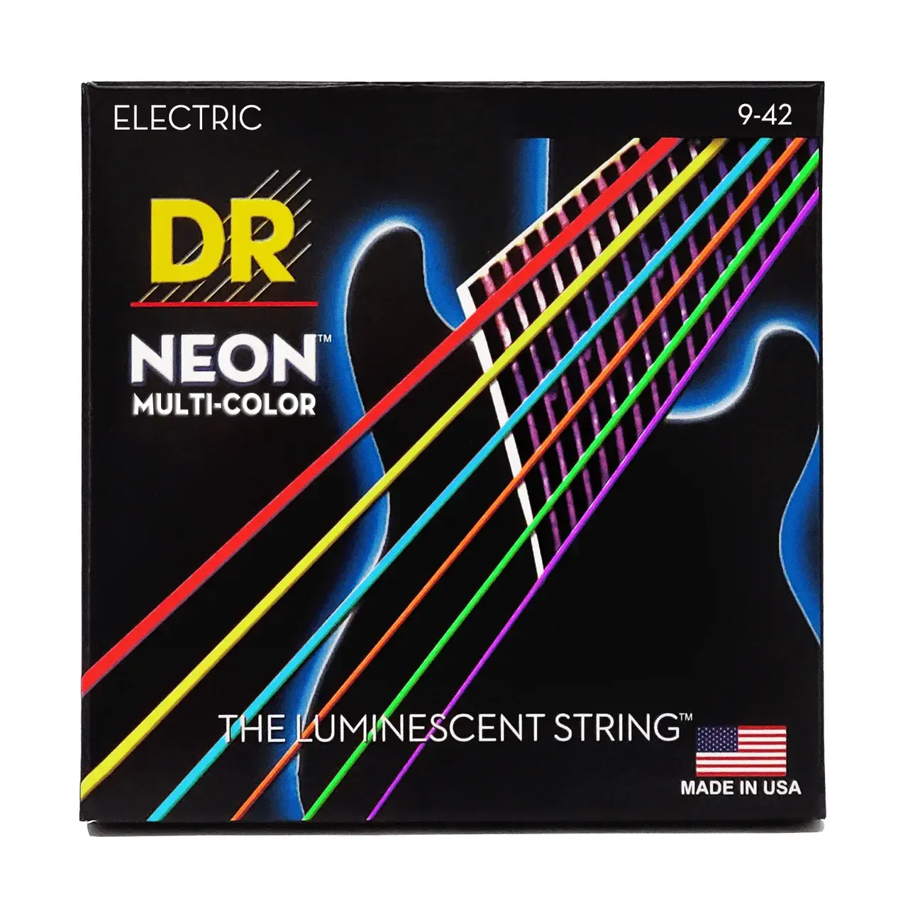 DR Multi-Color Neon Electric Guitar Strings | 09-42 (Light)