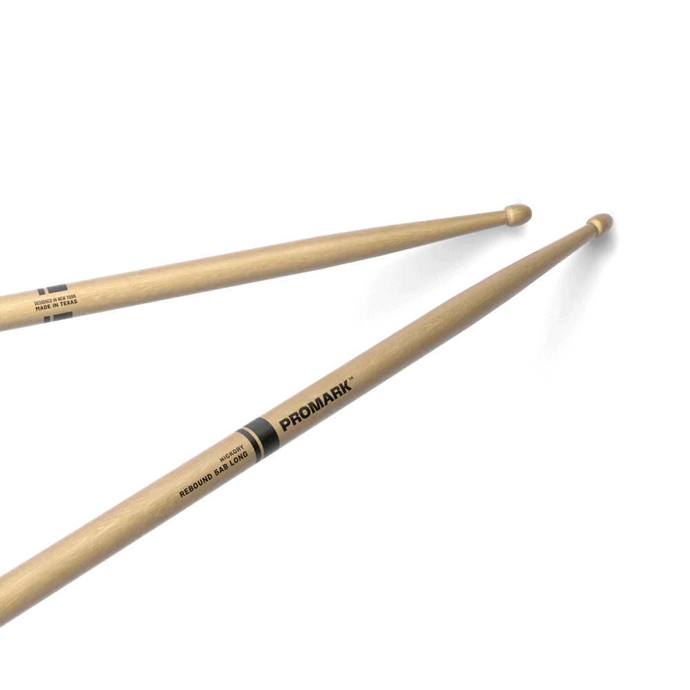 Promark Rebound 5AB Long Hickory Drumsticks | Acorn Wood Tip