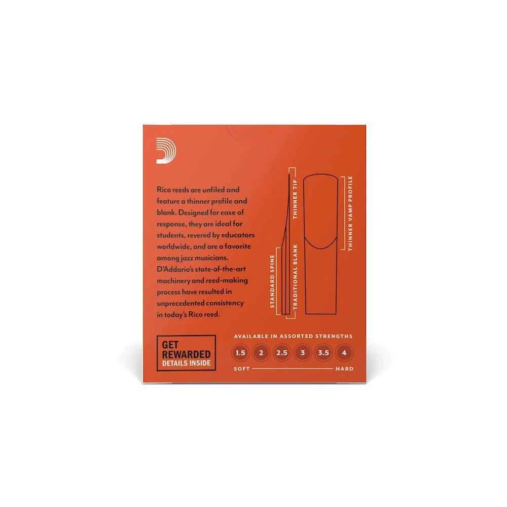 D'Addario Rico Soprano Sax Reeds | 2.5 | 10-Pack - Image 2