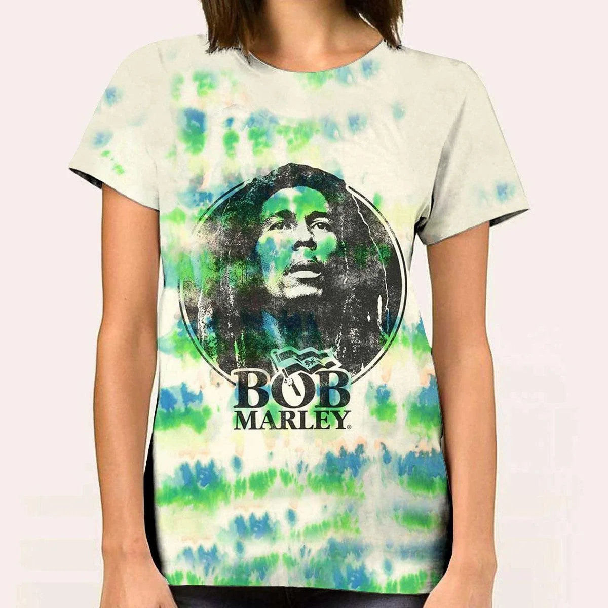Bob Marley Unisex T-Shirt | Green Tie Dye | Large