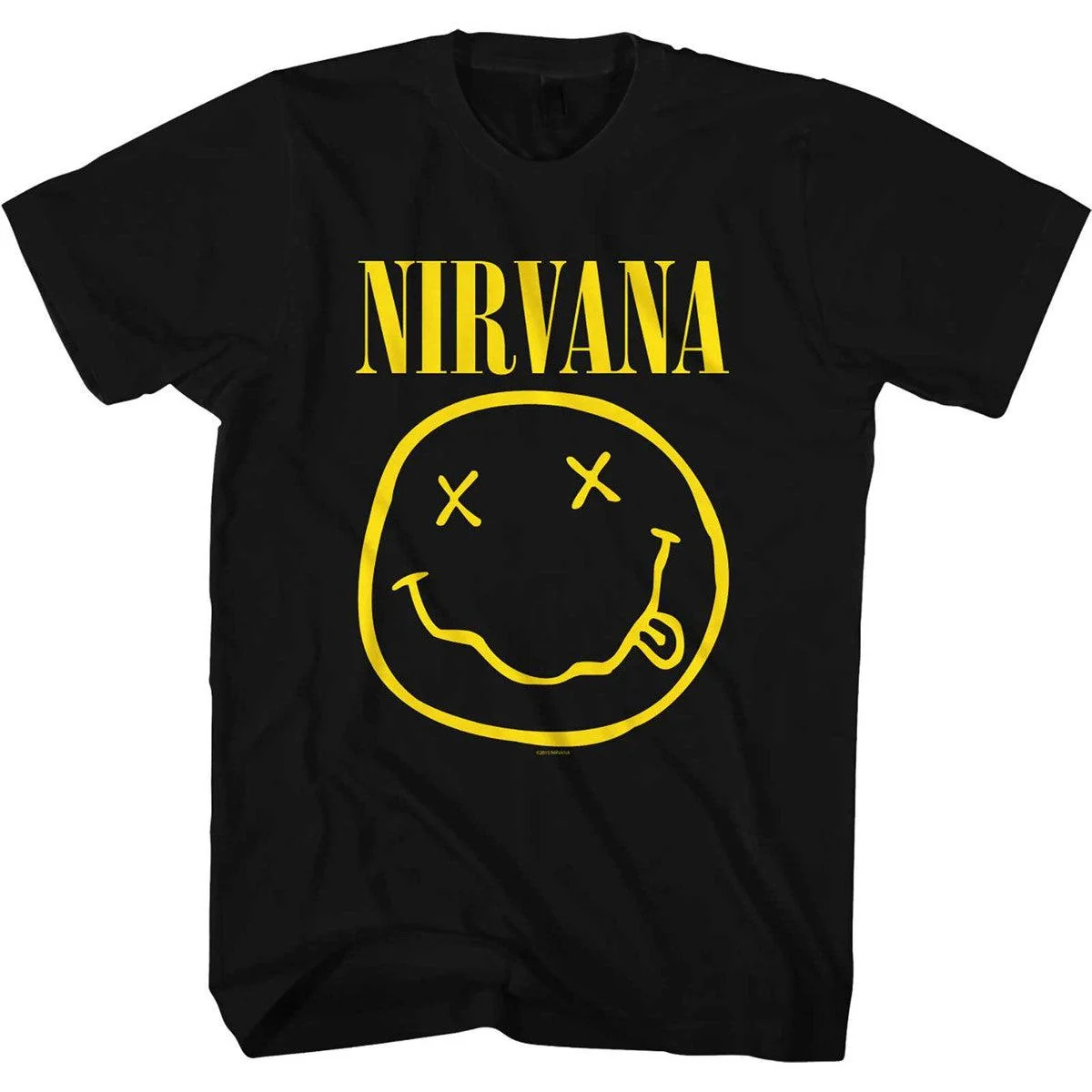 Rock Off Nirvana Unisex T-Shirt | Yellow Happy Face | Large